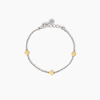Mabina Bracciale Argento Quadrifogli Oro 9K Cercami