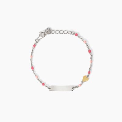 Mabina Bracciale Argento Targa e Cuore Heart-Tag