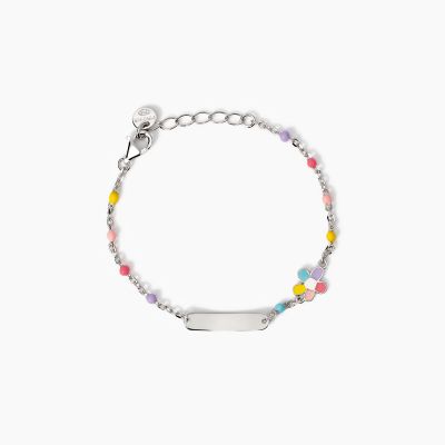 Mabina Bracciale Argento Targa e Fiore Bloom-Tag