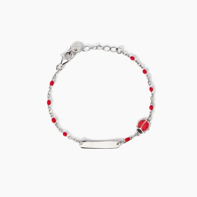 Mabina Bracciale Argento Targa e Coccinella Ladybug-Tag