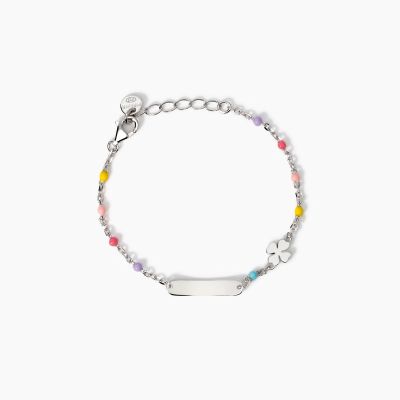 Mabina Bracciale Argento Targa e Quadrifoglio Lucky-Tag