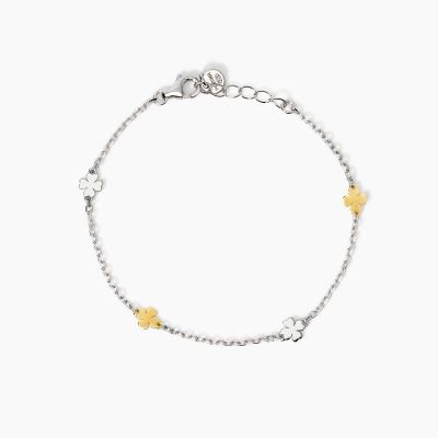 Mabina Bracciale Argento Quadrifogli Oro 9K Cercami