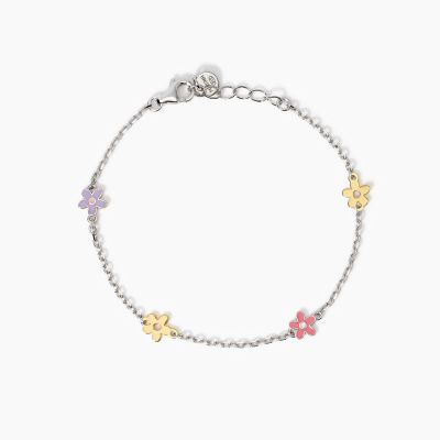 Mabina Bracciale Argento Fiori Oro 9K Flora