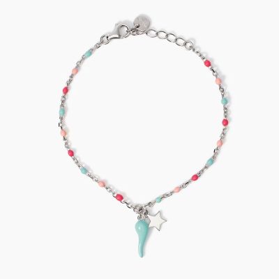 Mabina Bracciale Argento Cornetto Azzurro Buena Suerte