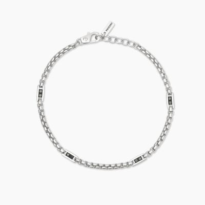 Mabina Bracciale Argento Catena Veneta e Zirconi Neri