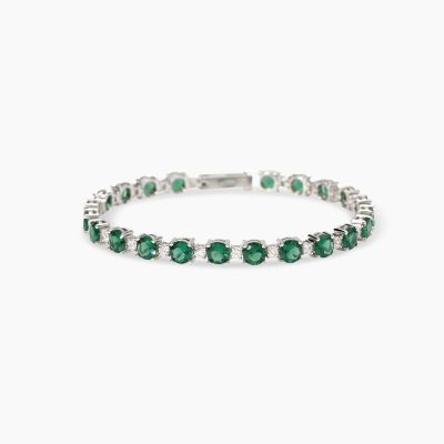 Mabina Tennis Argento Smeraldi Sintetici e Zirconi