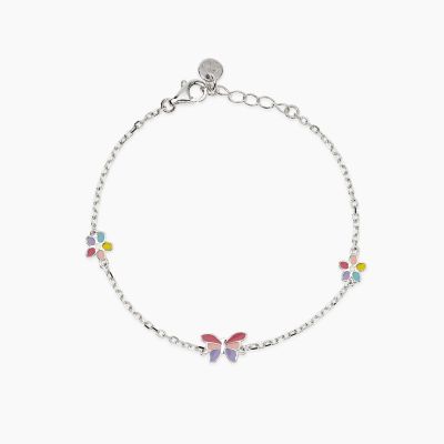 Mabina Bracciale Argento Farfalla e Fiori Smaltati