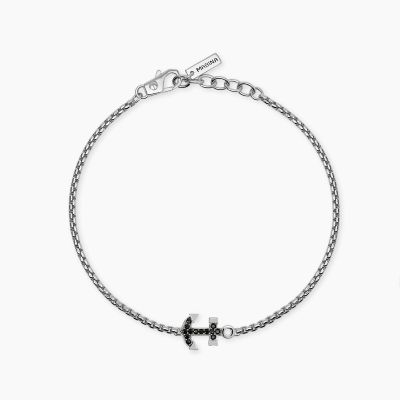Mabina Bracciale Argento Ancora con Zirconi Neri