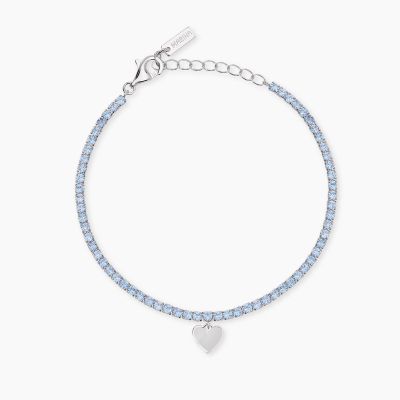 Mabina Tennis Argento Acquamarina con Cuore
