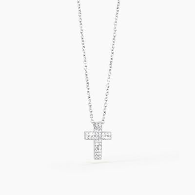 Mabina Collana Argento Croce Zirconi Bianchi