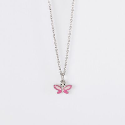 Mabina Collana Kids Argento Farfalla Rosa