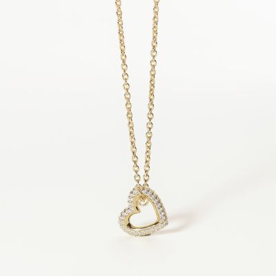 Mabina Girocollo Donna Argento Gold Cuore Con Zirconi Bianchi