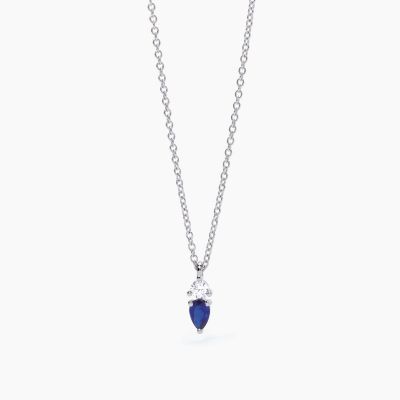Mabina Collana Donna Argento Zaffiro a Goccia