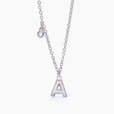 Mabina Collana Donna Argento Con Lettera zirconata