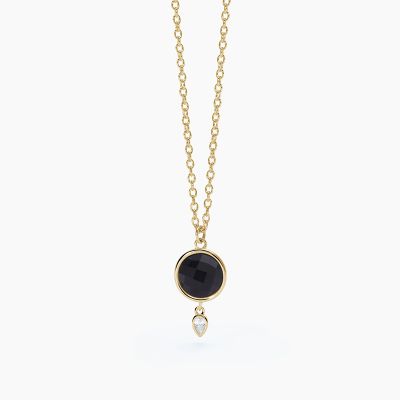 Mabina Collana Argento Dorato Agata Nera