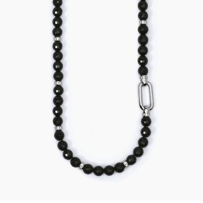 Mabina Collana Argento Rodiato Agata Nera