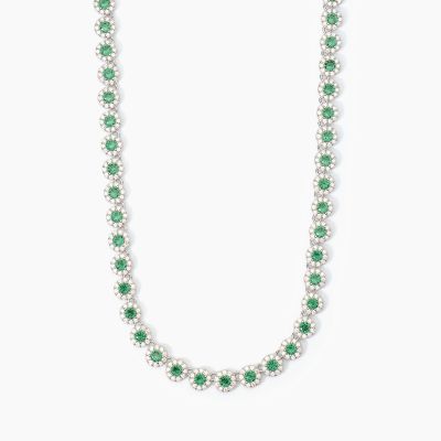 Mabina Collana Tennis Argento Smeraldi e Zirconi