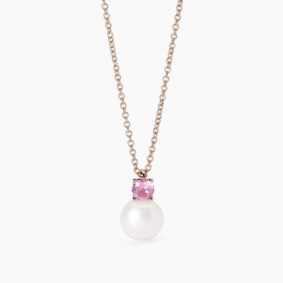 Mabina Collana Argento Rosè Tormalina e Perla