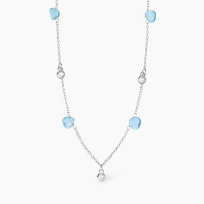 Mabina Collana Argento Glass Azzurro e Zirconi