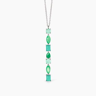 Mabina Collana Argento Fusion Stone Glass Verde