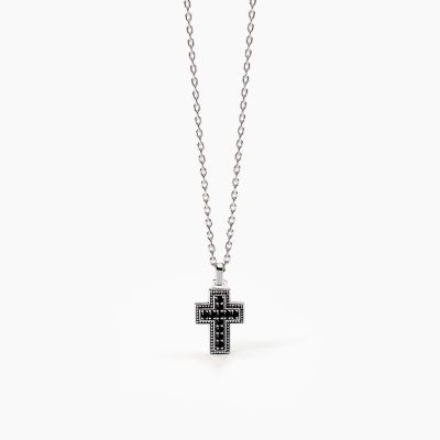 Mabina Collana Argento Croce Nera