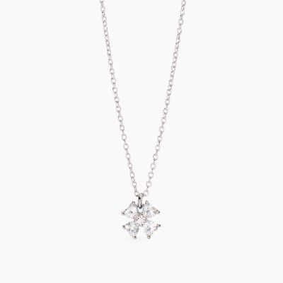 Mabina Collana Argento Quadrifoglio e Cristalli Cercami