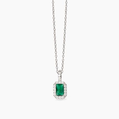 Mabina Collana Argento Smeraldo e Zirconi Cool or Rétro