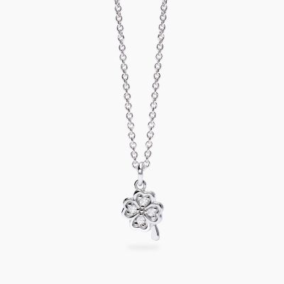 Mabina Collana Argento Quadrifoglio Diamanti Lab Grown 0.01 ct