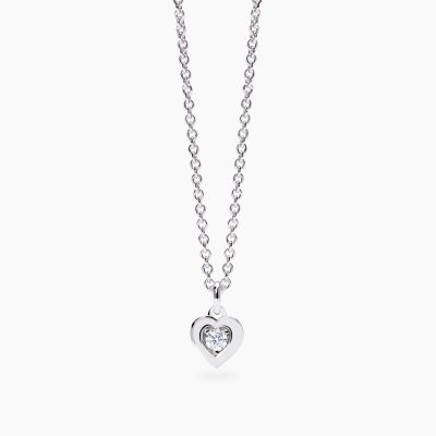 Mabina Collana Argento Cuore Diamante Lab Grown 0.06 ct