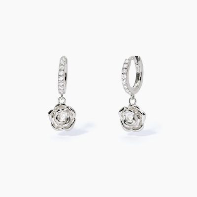 Mabina Orecchini Cerchio Argento con Rosa 