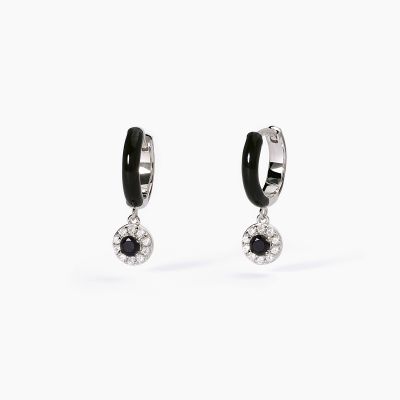 Mabina Cerchio Argento Smalto Nero e Zircone Nero