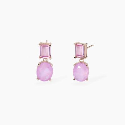 Mabina Orecchini Argento Rosè Fusion Stone Rosa