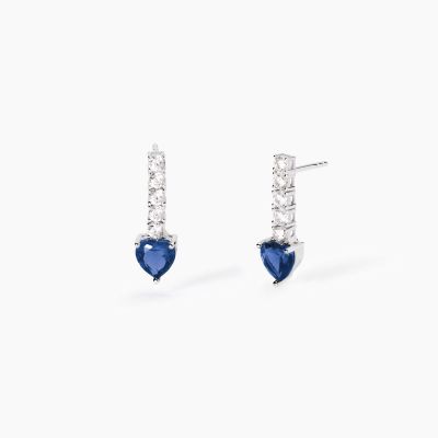 Mabina Orecchini Argento con Zirconi e Cuore Blu