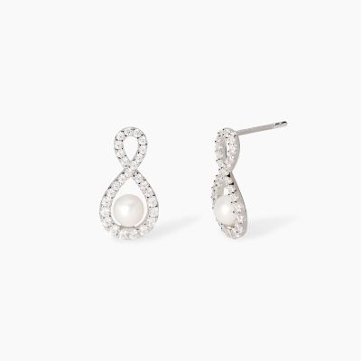 Mabina Orecchini Argento Infinito con Perla Endless