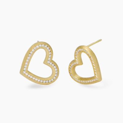 Mabina Orecchini Argento Gold Cuore con Zirconi