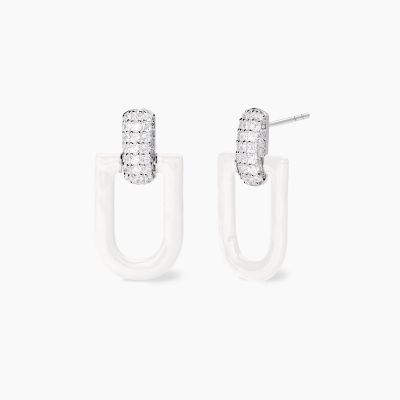Mabina Orecchini Argento Smalto Bianco e Zirconi
