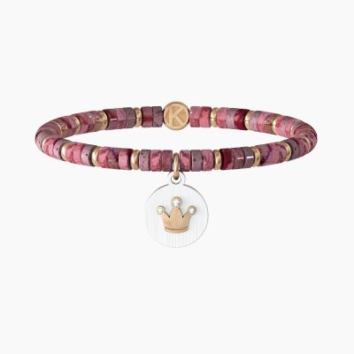Kidult Bracciale Acciaio e Diaspro Rosso Symbols