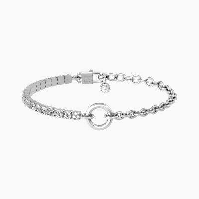 Kidult Bracciale Acciaio Zirconi Bianchi per Ciondoli By You