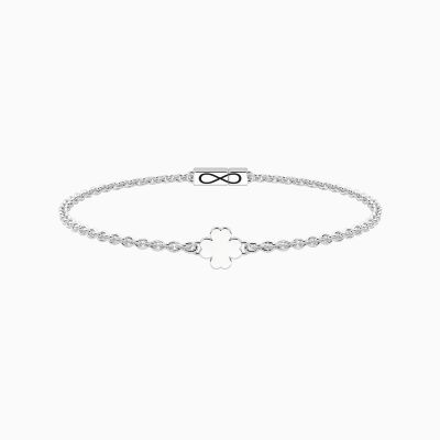 Kidult Bracciale Acciaio Quadrifoglio e Chiusura Infinito