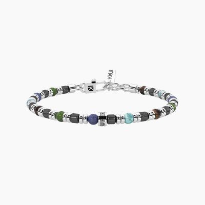Kidult Bracciale Acciaio Ematite e Pietre Family