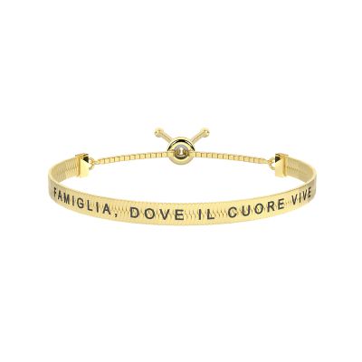 KIdult Bracciale Acciaio Gold Maglia Piatta con Scritta