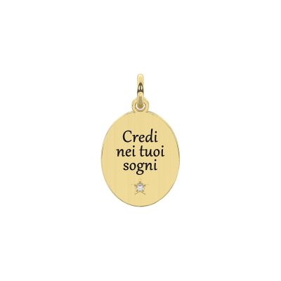 Kidult Ciondolo Acciaio Gold con Cristallo By You