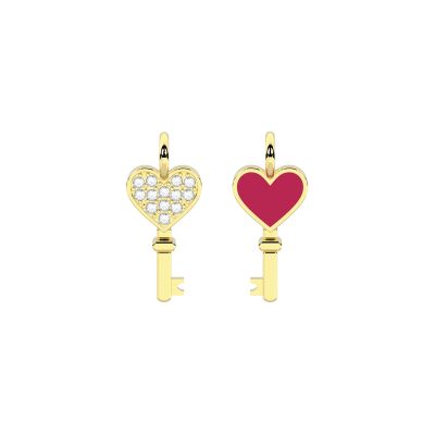 Kidult Ciondolo Acciaio Gold Chiave Cuore Smalto By You