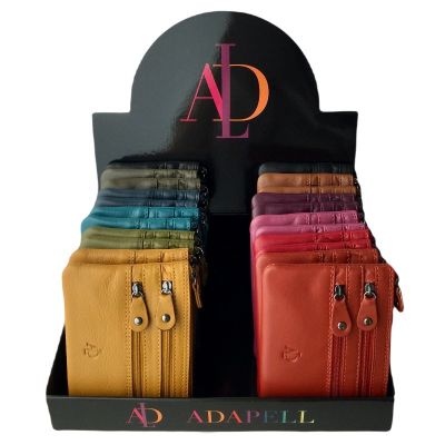 Adapell Portafoglio Porta Monete 3 Zip Pelle Colori Vari