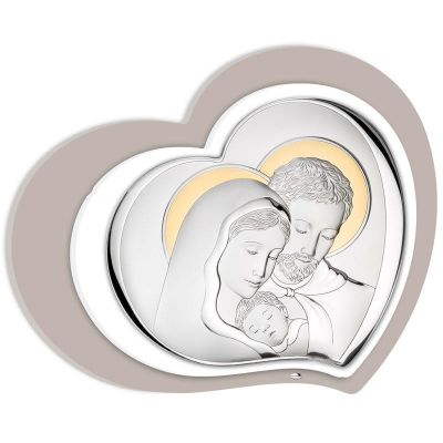Valenti Cuore Sacra Famiglia Argento e Legno 46X37