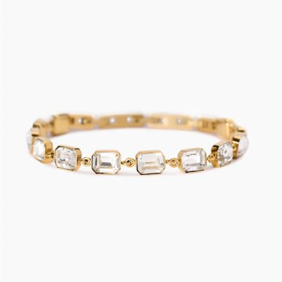 Kidult Bracciale Acciaio Gold Cristalli Bianchi