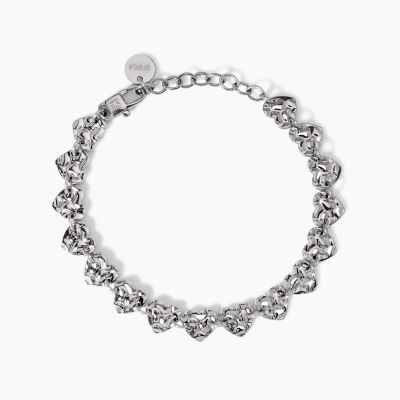 Kidult Bracciale Acciaio Cuori Martellati