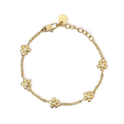 Kidult Bracciale Acciaio Dorato Rolò con Fiori Style