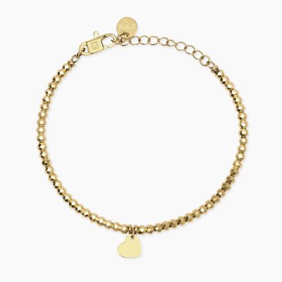 Kidult Bracciale Acciaio Gold Sfere e Cuore Style