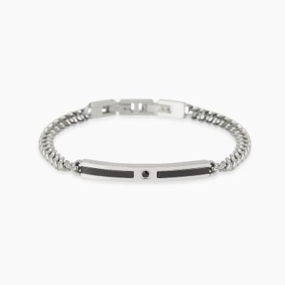 Kidult Bracciale Acciaio Piastra e Zircone Style